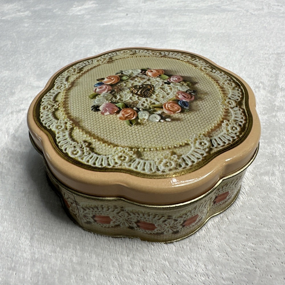 Vintage‎ Avon Tin Box Pink Floral 1981 Valentine's Day